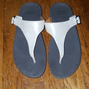 Silver Metallic Fit Flop sandals